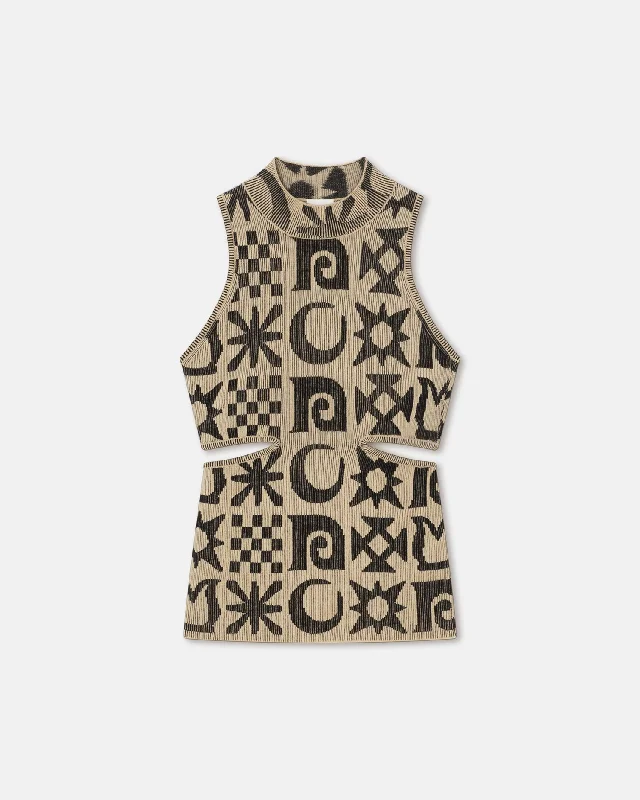 Maraj - Rib-Jacquard Tank Top - Creme/ Black Kopjafa