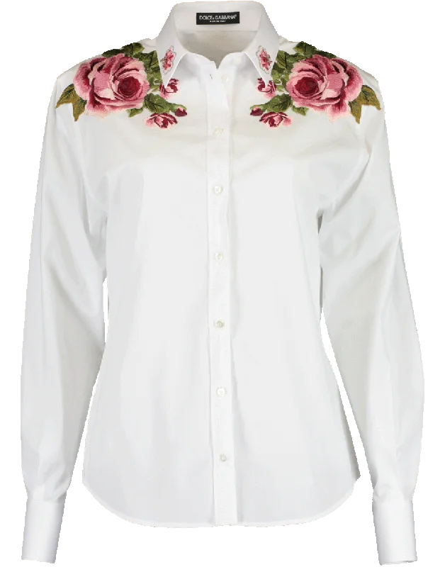 Rose Embroidered Shoulder Blouse