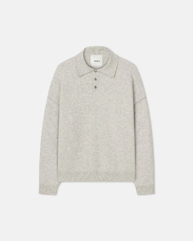 Elieke - Plush Cashmere Polo-Neck Sweater - Gray