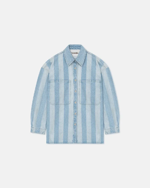 Beaux - Striped Denim Long-Sleeve Shirt - Eco Light Wash