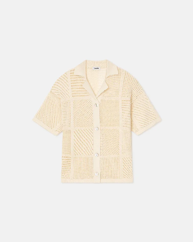 Talissa - Sale Paper-Crochet Textured Shirt - Creme