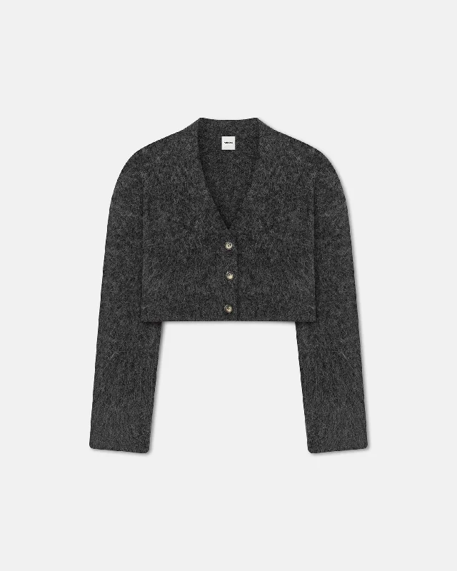 Henny - Cropped Brushed-Alpaca Cardigan - Charcoal