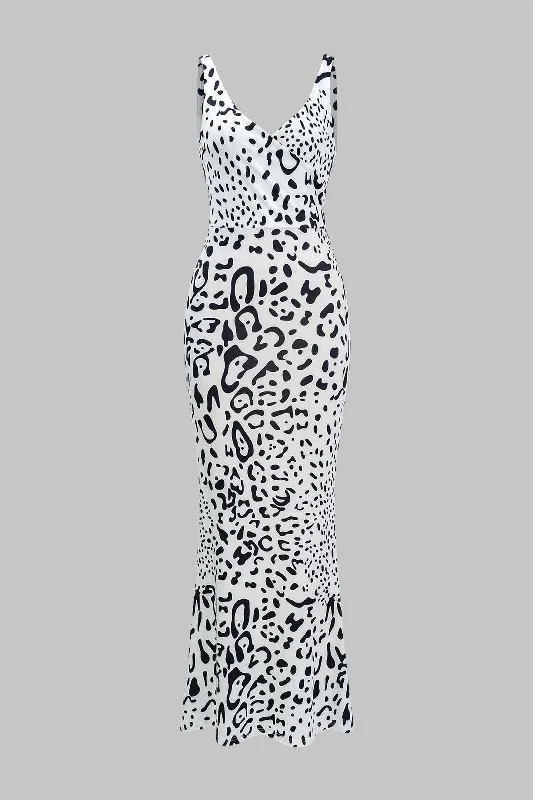 Abstract Print V-neck Sleeveless Maxi Dress