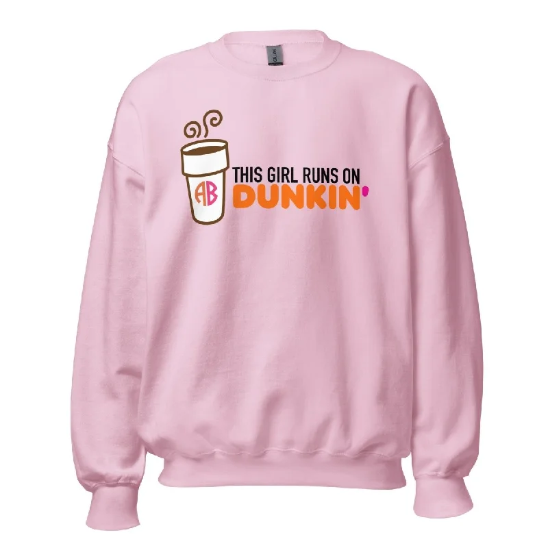 Initialed 'This Girl Runs On Dunkin' Crewneck Sweatshirt