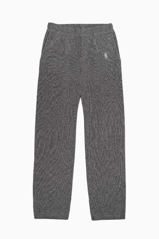 Sporty & Rich SRC Cashmere Pants - Heather Grey/ White