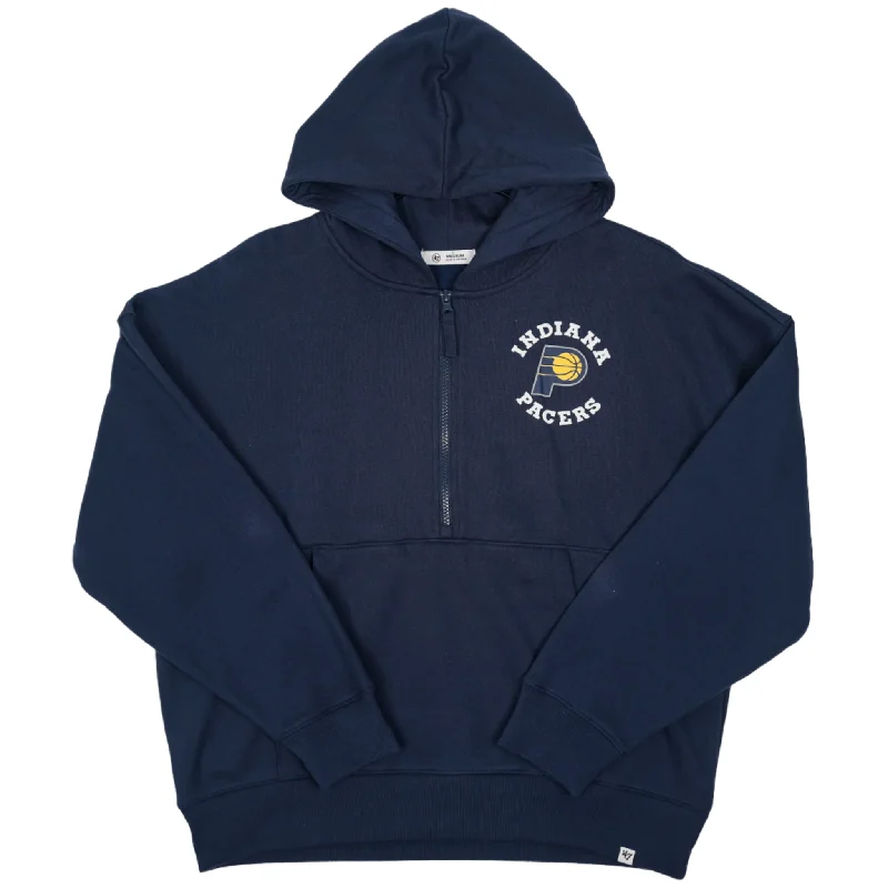 Women's Indiana Pacers 1/4 Zip Pippa Hooded Sweatshirt in Navy by '47