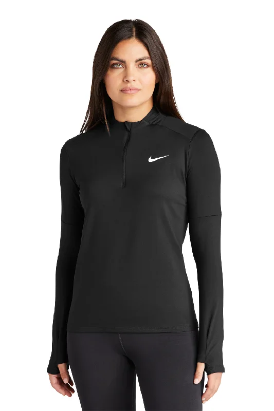 Nike Womens Element Dri-Fit Moisture Wicking 1/4 Zip Sweatshirt - Black