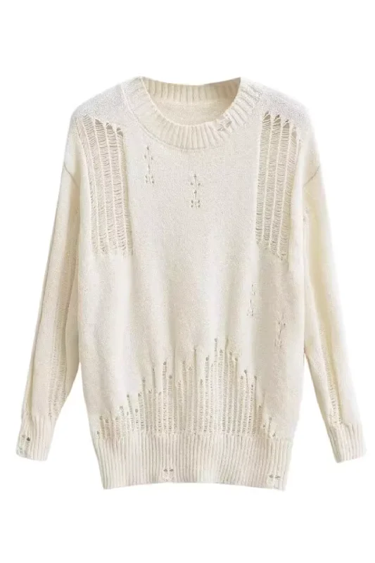 'Paige' Distressed Knitted Sweater