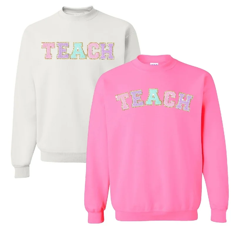 Teach Letter Patch Crewneck Sweatshirt