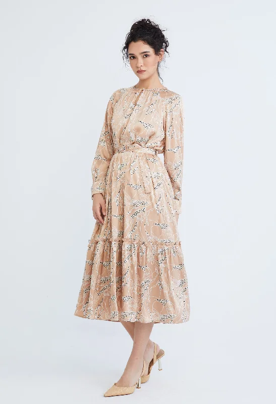 Abstract Allover Flora Belted Dress