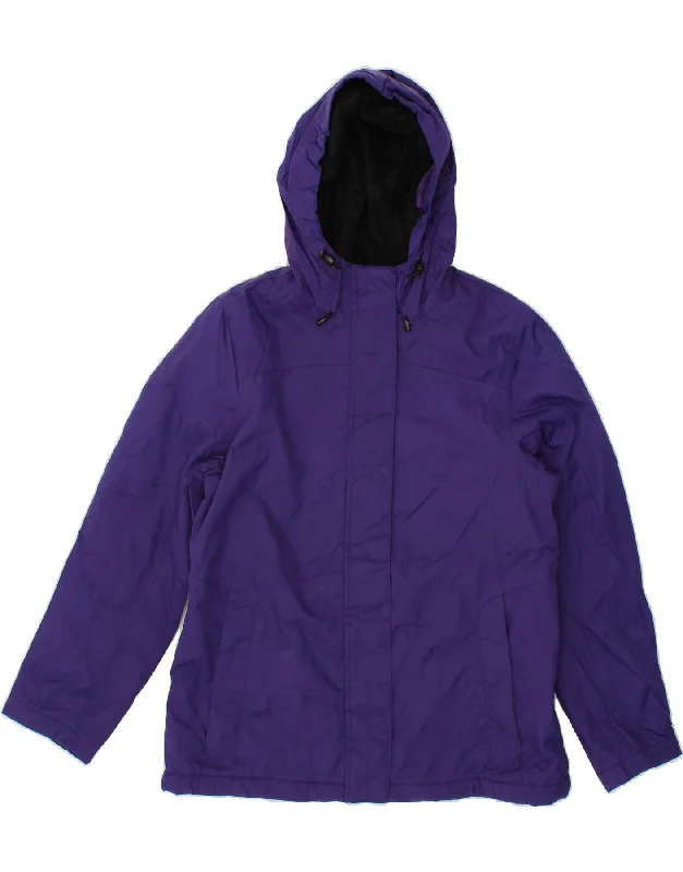 L.L.BEAN Womens Hooded Windbreaker Jacket UK 10 Small Purple Nylon