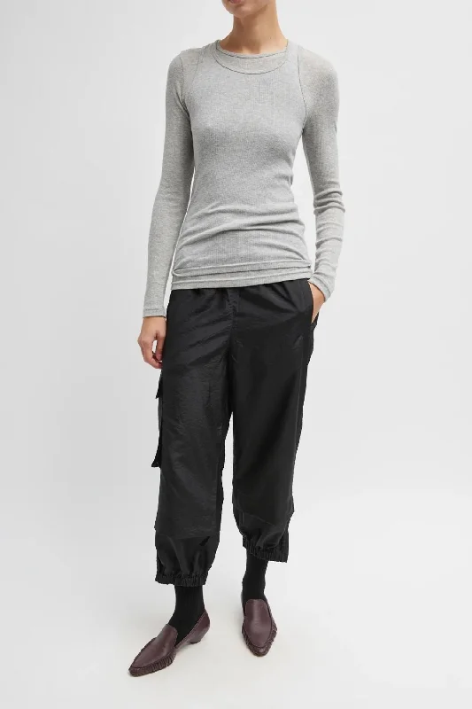 Tibi Crispy Nylon Wilt Pull On Jogger - Black