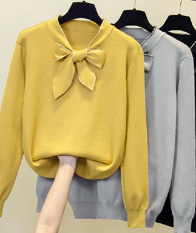 Sweater loose long sleeve bow sweater   S52