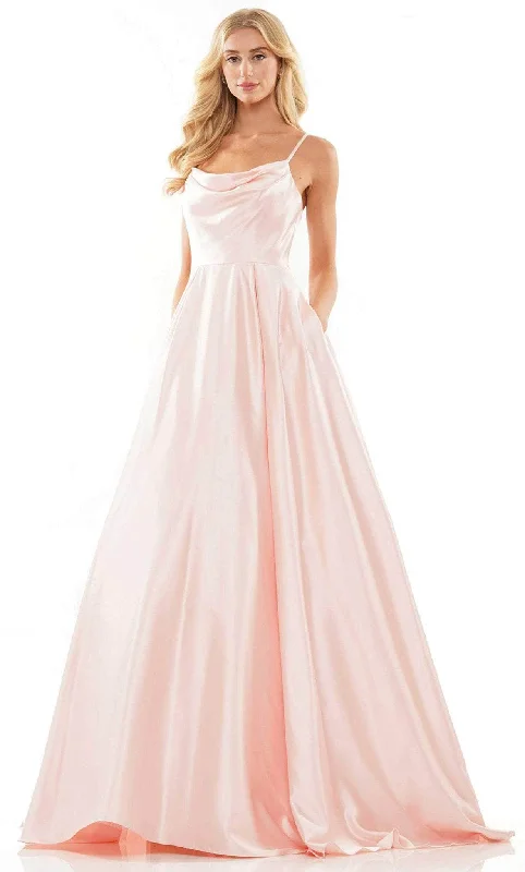 Colors Dress G1088 - Cowl Neck Satin Ballgown