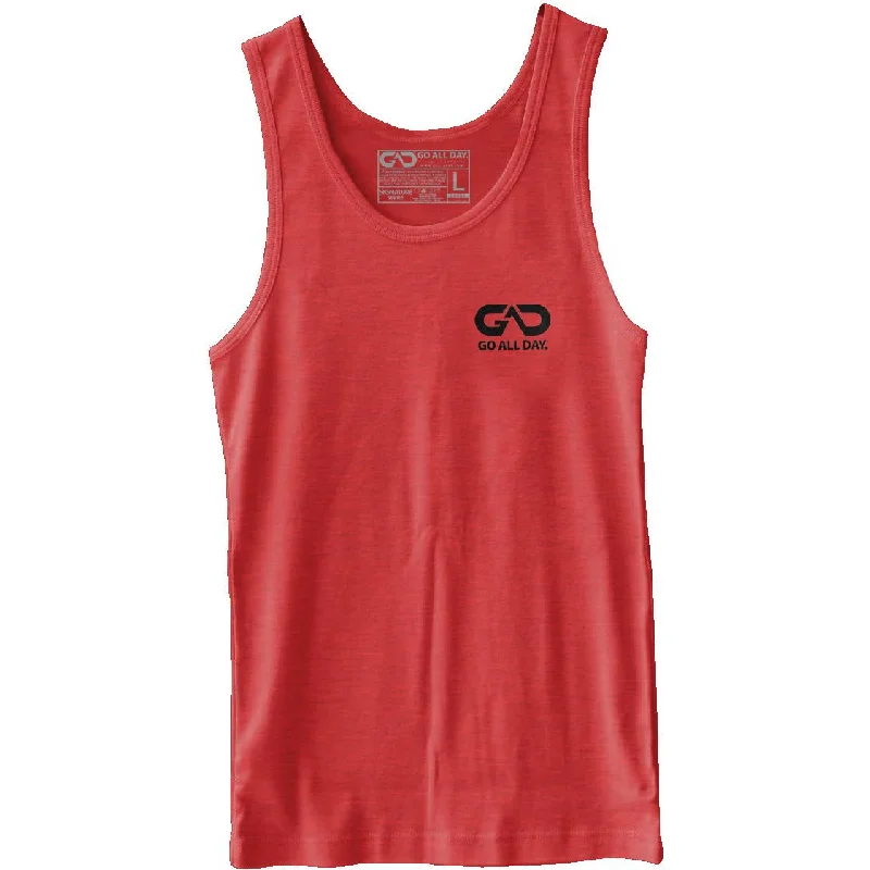 GO ALL DAY® Unisex Tank (Heather Red) Small Logo