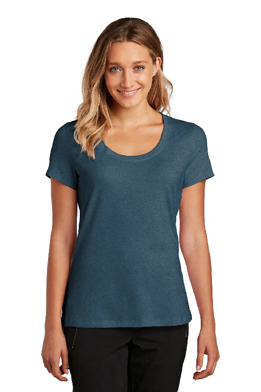 District Womens Flex Short Sleeve Scoop Neck T-Shirt - Heather Neptune Blue