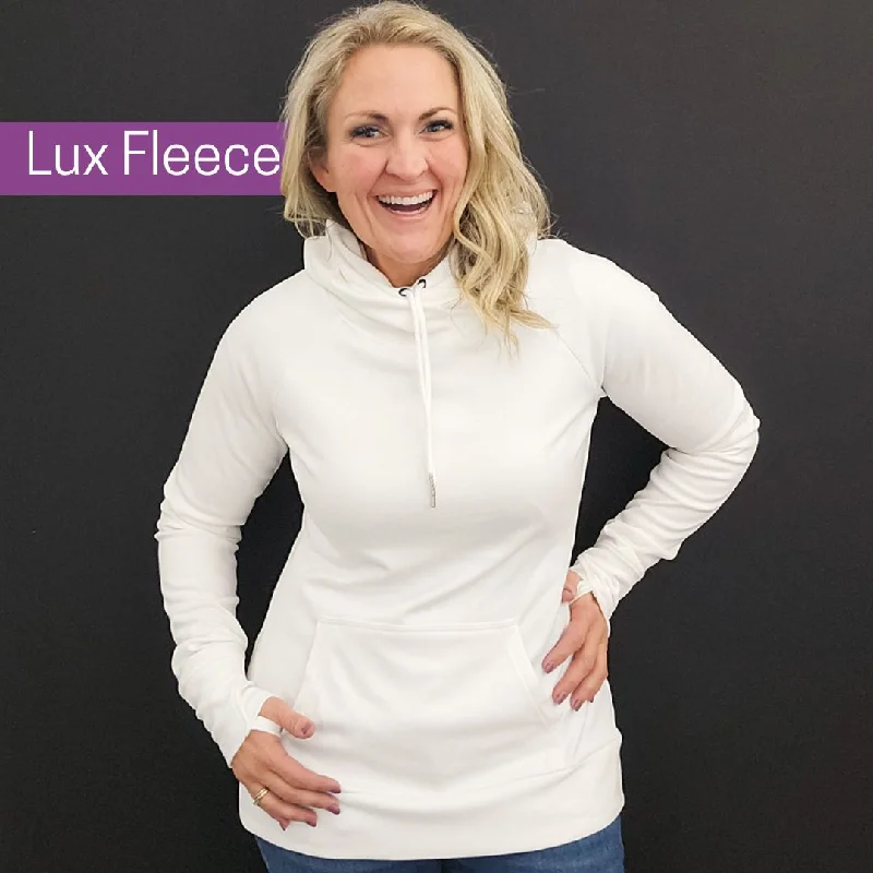 Lux Fleece White Pullover Hoodie