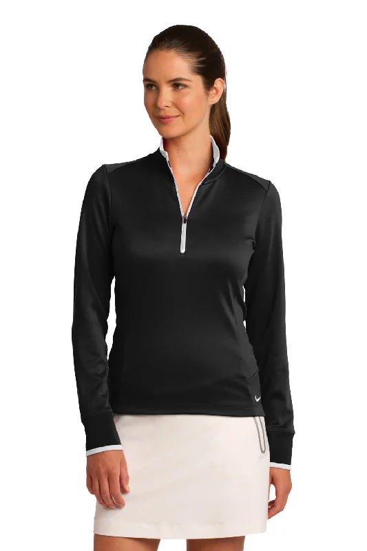 Nike Womens Dri-Fit Moisture Wicking 1/4 Zip Sweatshirt - Black/White