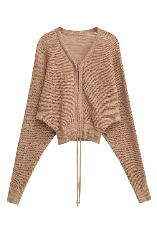 'Georgina' Full-Zipped Cable-Knit Sweater