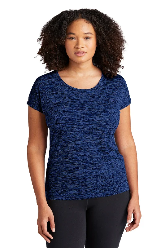 Sport-Tek Womens Electric Heather Moisture Wicking Short Sleeve Crewneck T-Shirt - Dark Royal Blue Electric - Closeout