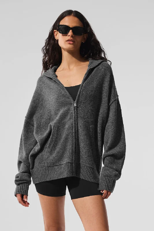 New Class Cashmere Full Zip Hoodie - Platinum Grey