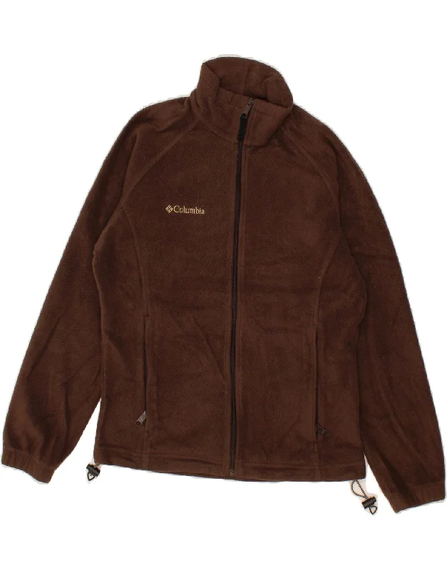 COLUMBIA Womens Oversized Fleece Jacket UK 10 Small Brown Polyester