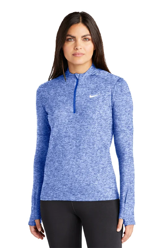 Nike Womens Element Dri-Fit Moisture Wicking 1/4 Zip Sweatshirt - Heather Royal Blue