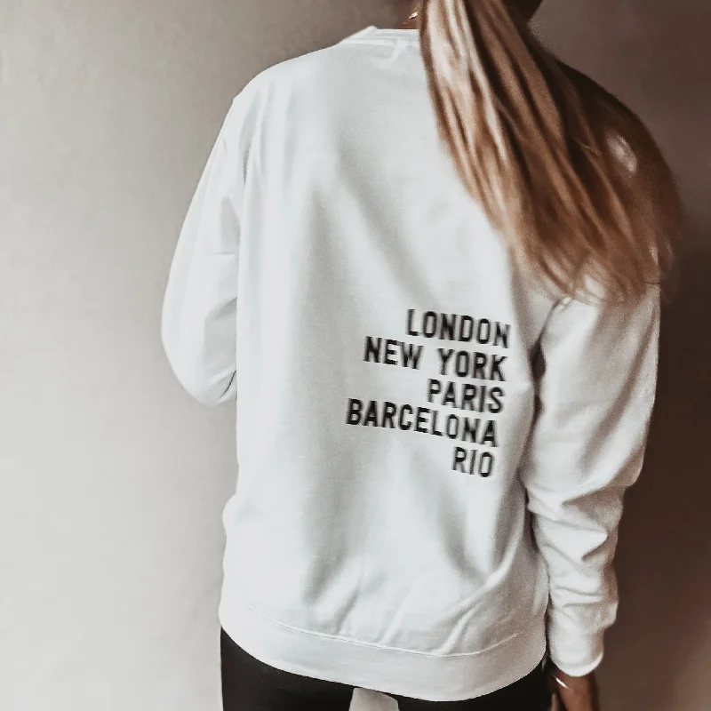 White CITIES sweatshirt  *boyfriend fit*