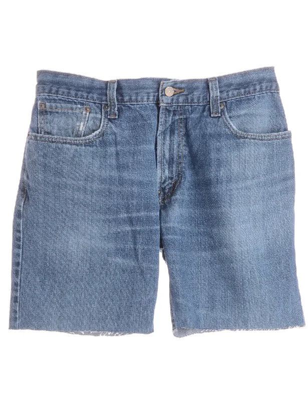 Label Denim Cut Off Shorts