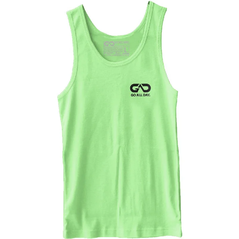 GO ALL DAY® Unisex Tank (Neon Heather Green) Small Logo