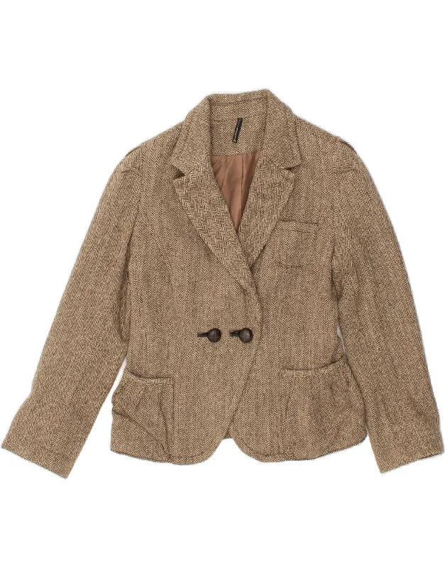 NAF NAF Womens Blazer Jacket EU 40 Medium Brown Herringbone