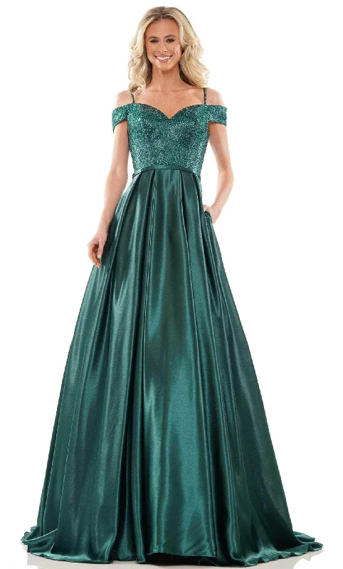 Colors Dress G1096 - Cold Shoulder Beaded Prom Gown