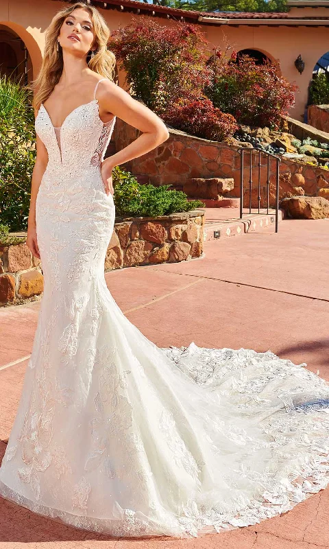 Rachel Allan M826 - Deep V-Neck Lace Bridal Gown