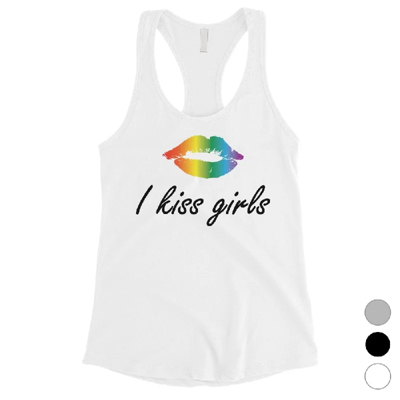 LGBT Kiss Girls Rainbow Lips Womens Tank Top