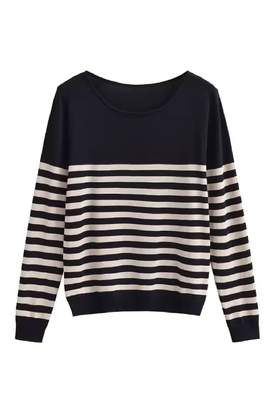 'Talia' Crewneck Stripe Sweater (2 Colors)