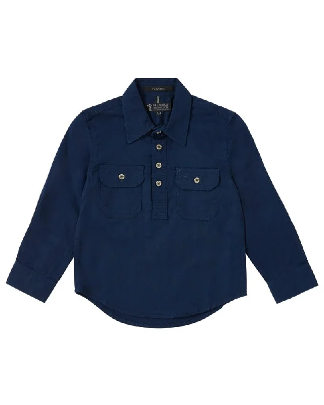 Kids Closed Front Shirt LS - French Navy