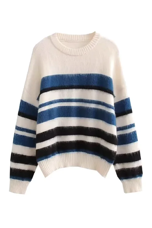 'Chelsea' Striped Knitted Sweater (2 Colors)