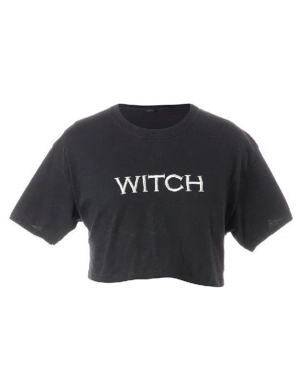 Label Embroidered Witch Crop Top