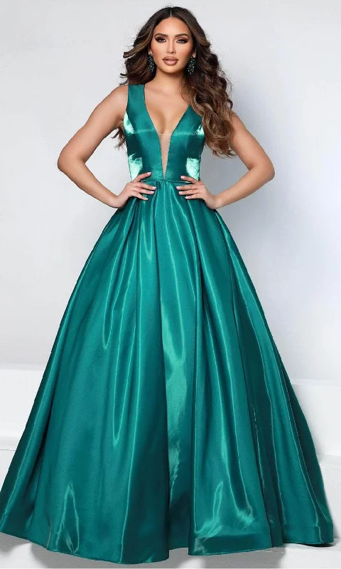 Johnathan Kayne 2550 - Sleeveless V-Neck Satin Ballgown