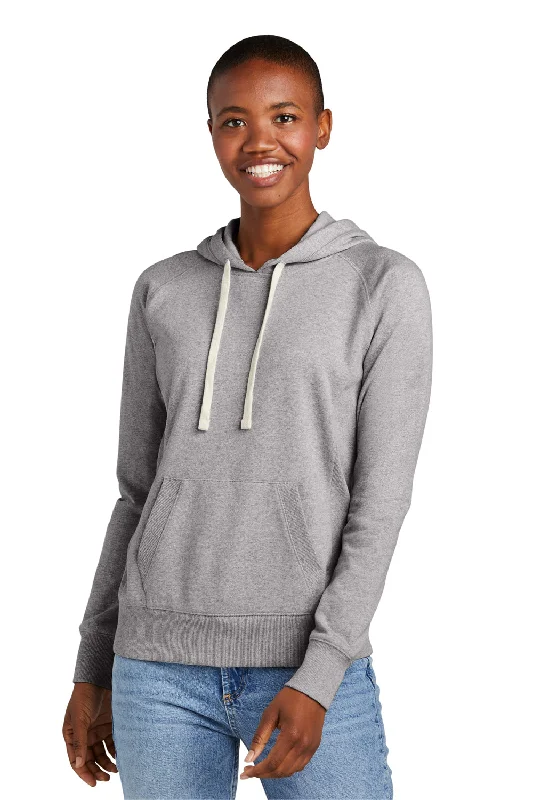 District Womens Re-Fleece Hooded Sweatshirt Hoodie w/ Pouch Pocket - Heather Light Grey