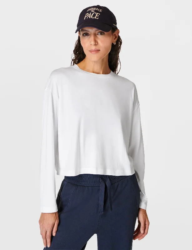 Essential Crop Long Sleeve T-Shirt - White