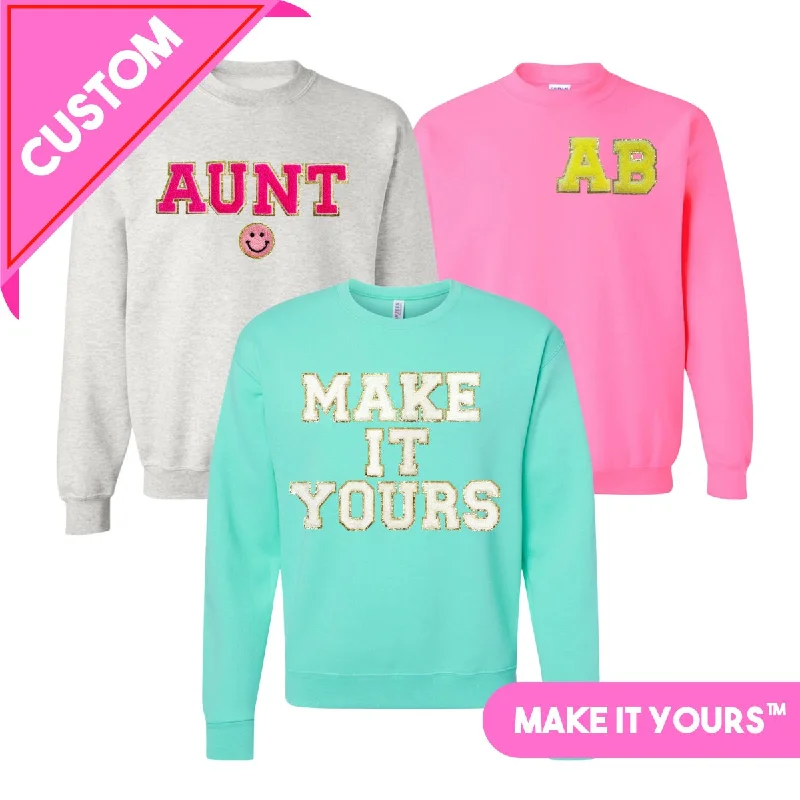 Make It Yours™ Letter Patch Crewneck Sweatshirt