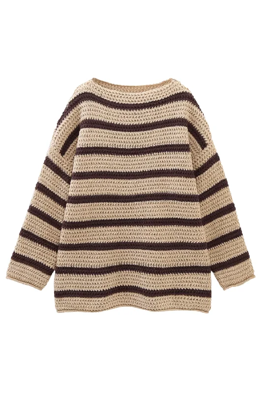 'Gemma' Striped Round-Neck Knitted Sweater (2 Colors)