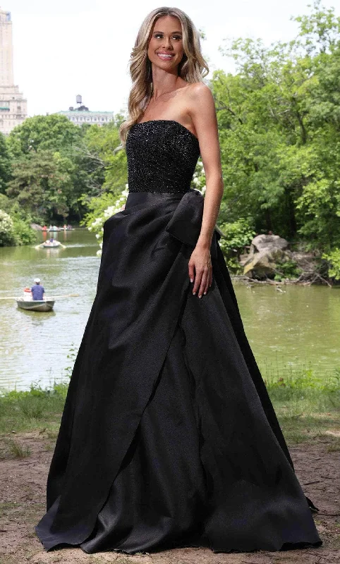 Colors Dress 2971 - Straight Across Bow Accent Ballgown