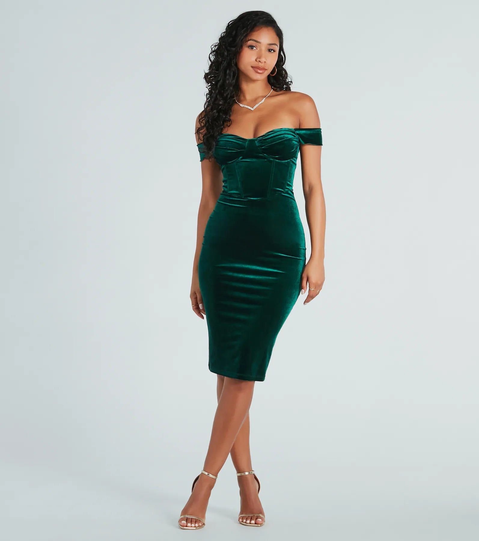 Luxe State Of Mind Velvet Corset Midi Dress