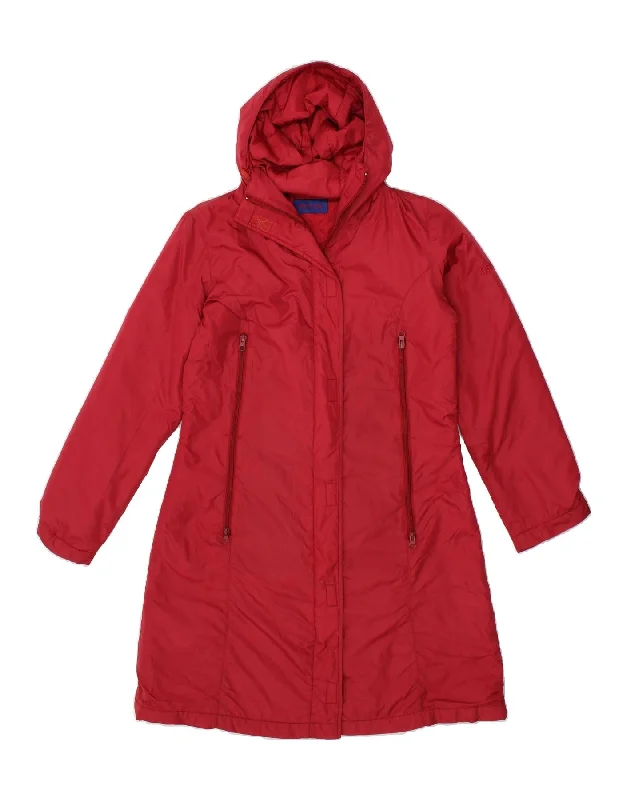 REPLAY Womens Hooded Windbreaker Coat UK 6 XS Red Polyamide