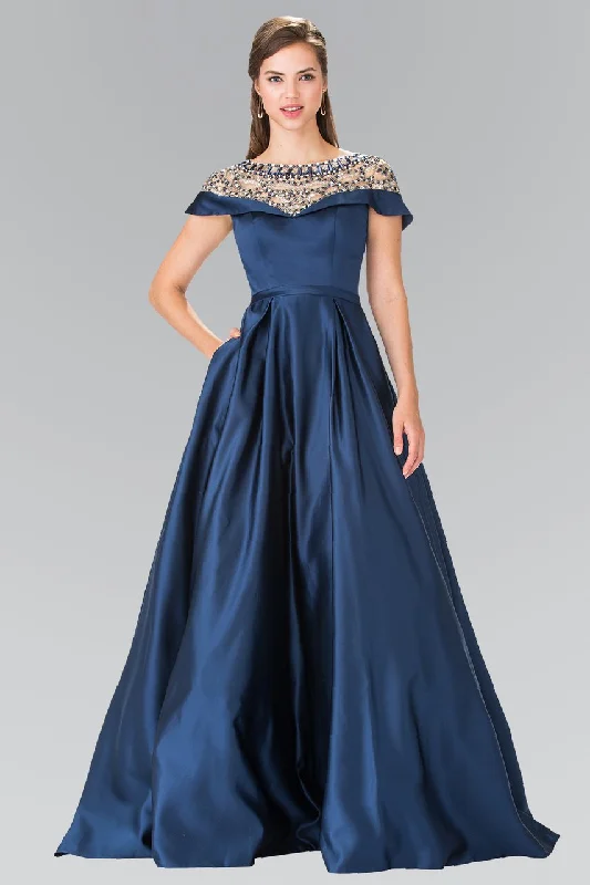 Elizabeth K - GL2215 Sheer Embellished Neckline Evening Gown