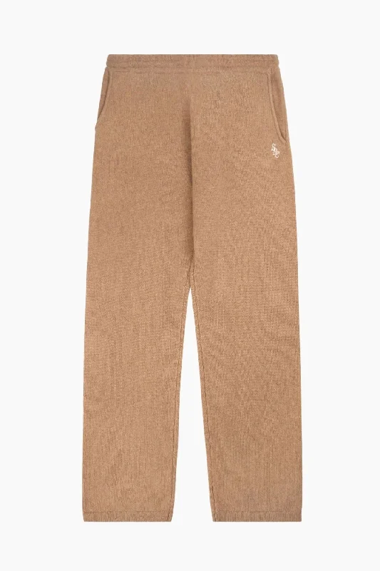 Sporty & Rich SRC Cashmere Pants - Camel/ White