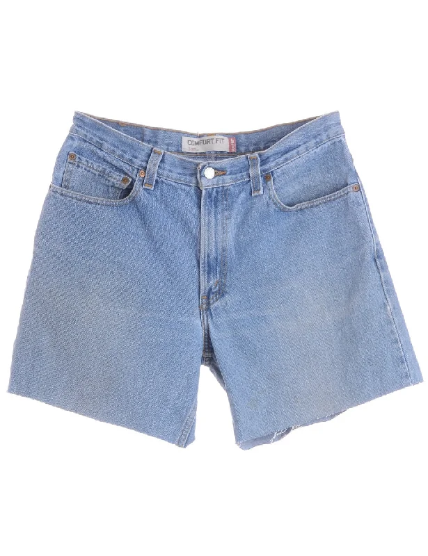 Label Denim Cut Off Shorts