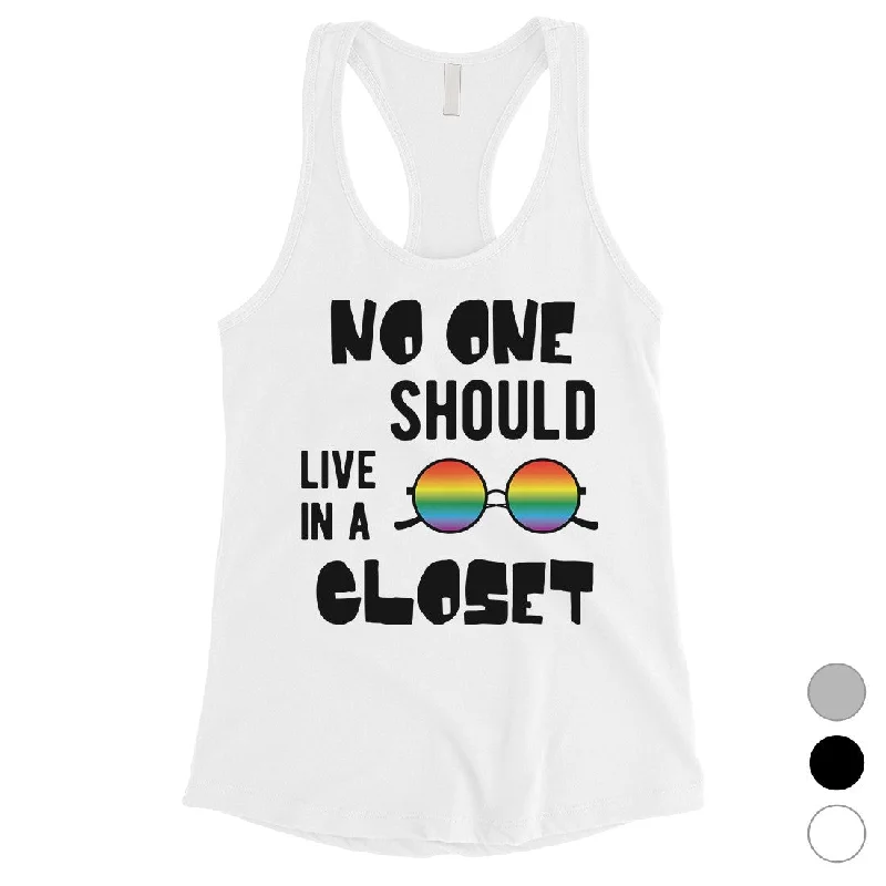 LGBT No Live Closet Rainbow Womens Tank Top